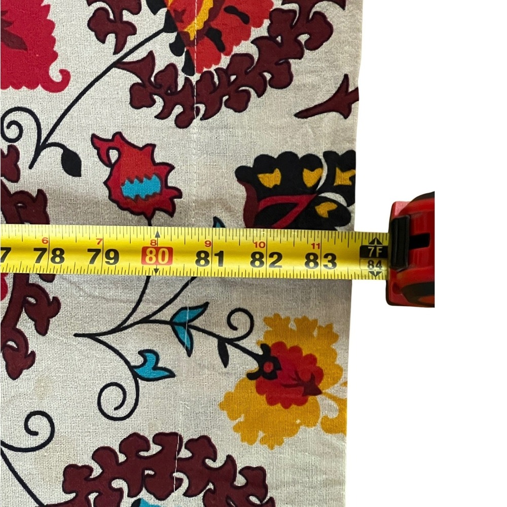 Suzani Style Curtains Cotton Blend Floral Boho Tassel Fringe 56x84 (4 panels) - Picture 5 of 10